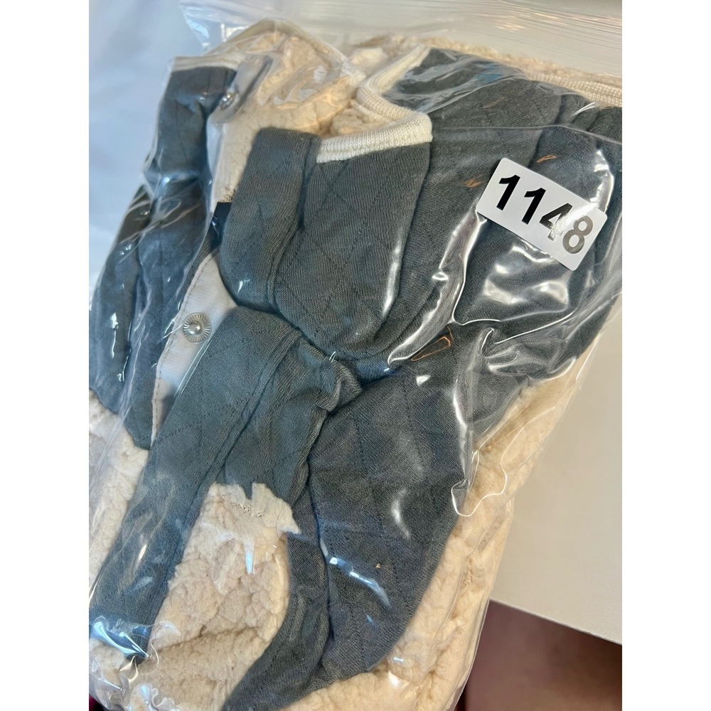 Simply Southern Cozy Quilted Sherpa Pullover Gray Cream Snap Neck Fleece XL - Picture 6 of 6